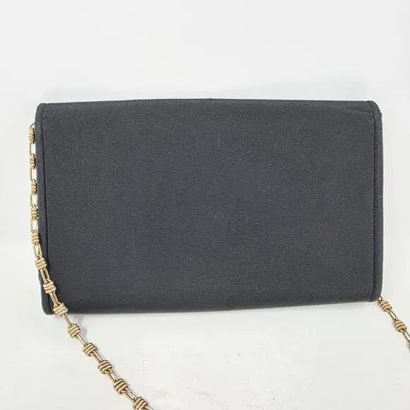 Vintage 70s Gucci Blondie GG Canvas Purse Clutch Brass Chain Made in Italy Black - Picture 8 of 14